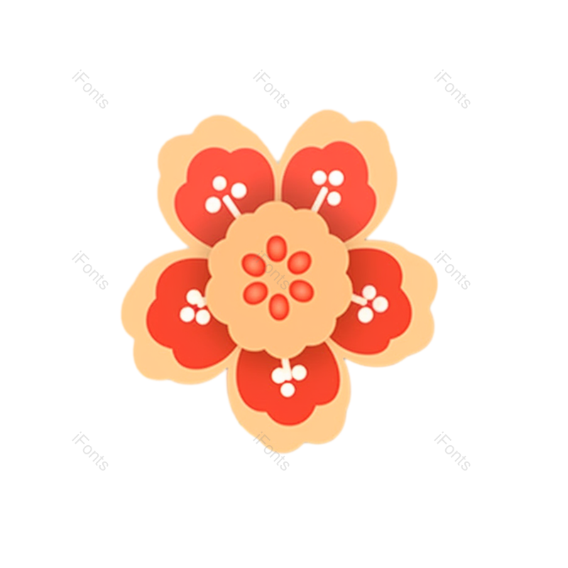 元素图片,扁平化设计元素,红色的花PNG,插画免抠素材